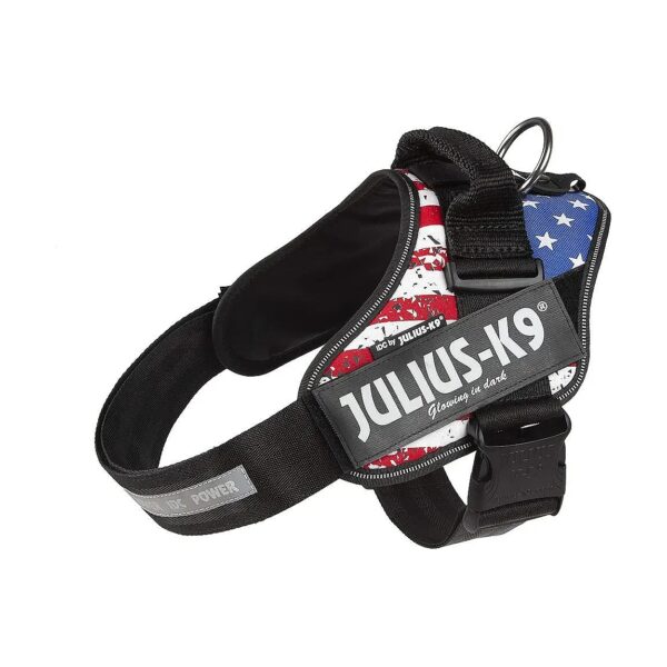 Professional USA Flag Nylon Dog Harness Size M0 Chest 23-30 with Reflective Elements