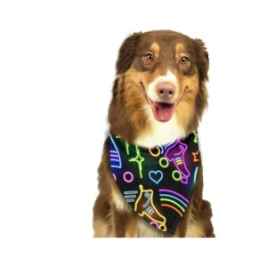 Professionally Printed Dog Bandana with Roller Skate Design Soft Polyester