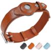 Protective PU Leather Airtag Dog Collar Holder for Small Medium and Large Dogs in Brown