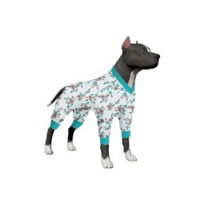 Protective Post Operative Dog Pjs with Floral Print for Large Breed Dog Clothing