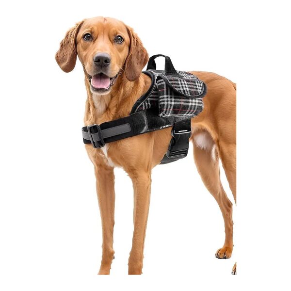 Pull Black Hiking Harness for Dogs with Pockets and Easy Adjustment for Pet Owners