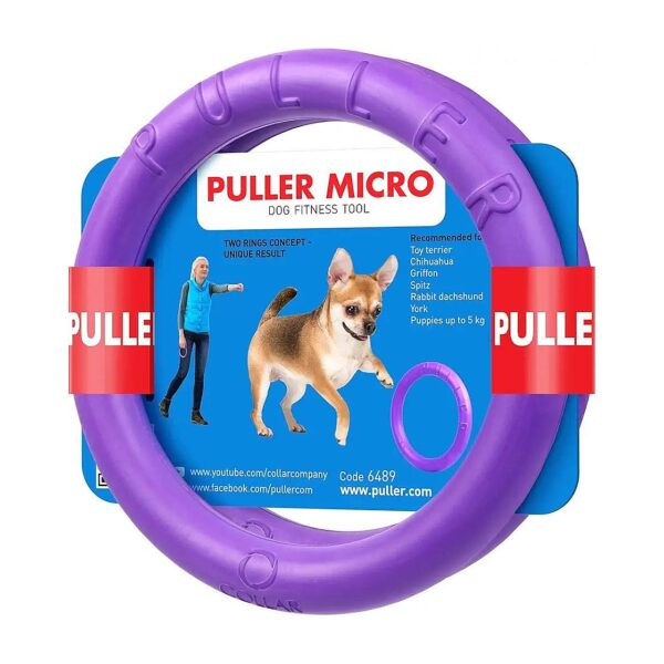 Puller Micro Two Rings Fitness Toy for Small Dog Breeds Undamaging to Teeth and Gums