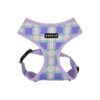 Puppia Style Soft Cotton Blend Checkered Patterned Dog Harness in Violet Jaylen Medium