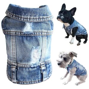 Puppy Blue Denim Lapel Vest Coat Costume for Small to Medium Dogs and Cats in XL Size