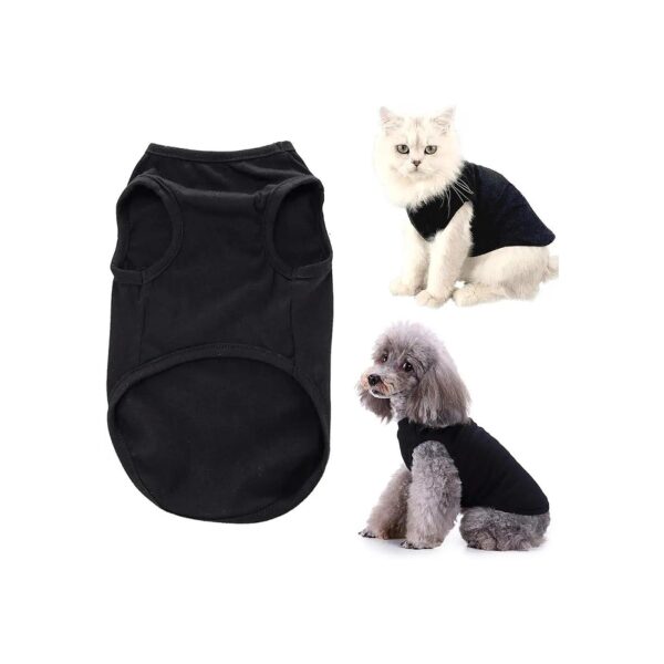 Puppy Dog Clothes T-Shirts for Small Dogs Boy Soft Cotton Comfort Wear Black Size S