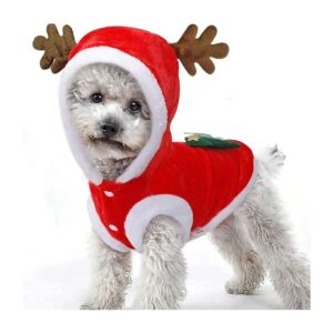 Puppy Santa Claus Reindeer Outfit Sweater Coat for Small to Medium Dogs and Cats