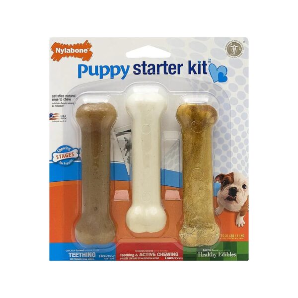 Puppy Starter Kit with Chicken Flavor Teething Bones for Babies