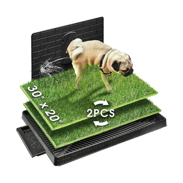 Puppy Turf Grass Pad Reusable Training Pads with Pee Baffle for Dogs