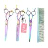 Pure Handmade Japanese Pet Grooming Scissors Set with Rainbow Color