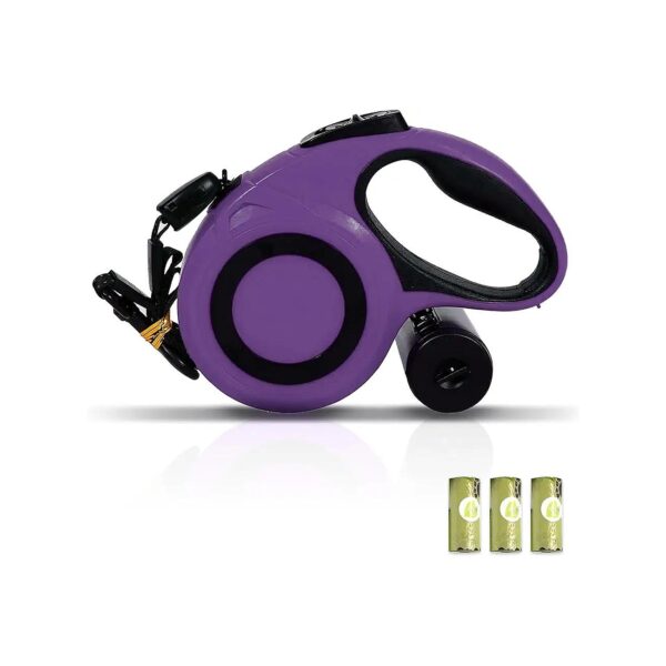 Purple 26 Foot Retractable Dog Leash with Durable Nylon Material for Pet Owners