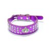 Purple Crystal PU Leather Dog Collar with Diamante Jewelry Accents for Pet Fashion