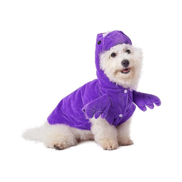 Purple Dinosaur Hoodie Costume for Small Dogs and Cats, Size S