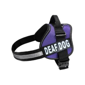 Purple Dog Vest with Reflective Hook and Loop Patches for Deaf Dogs