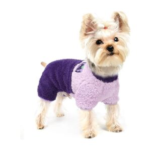 Purple Fleece Dog Sweater Thermal Doggie Winter Jacket for Small Dog Girl Boy Pet Small