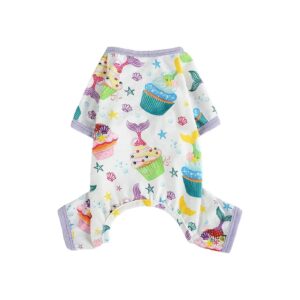 Purple Mermaid Cake Dog Sleepwear Outfit for Cats and Small Dogs