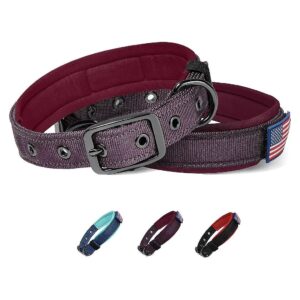 Purple Nylon Dog Collar with Adjustable Heavy Duty Metal Buckle for Small Medium Dogs