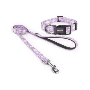 Purple Reflective Collar Leash Combo for Pet Girl/Boy Comfy Easy Walk