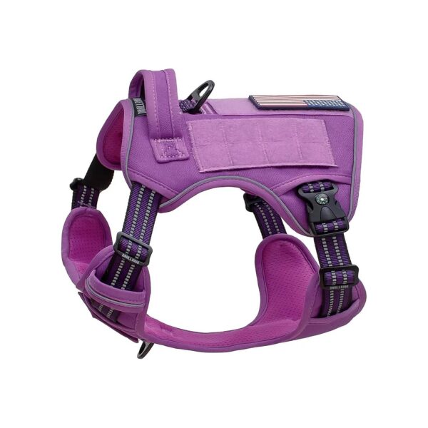 Purple Reflective Hiking Dog Harness for Easy Control and No-Pull Training