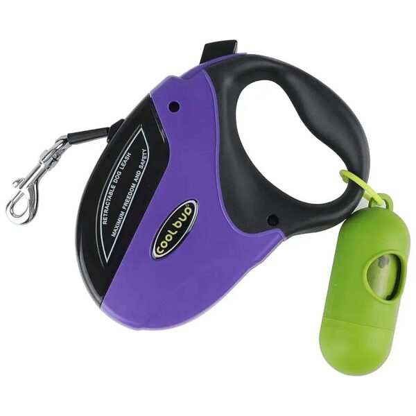 Purple Retractable Dog Walking Lead with 16ft Strong Nylon Ribbon and One-Button Break