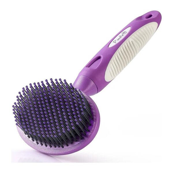 Purple Round Bristle Pet Brush for Dogs and Cats with Sensitive Skin