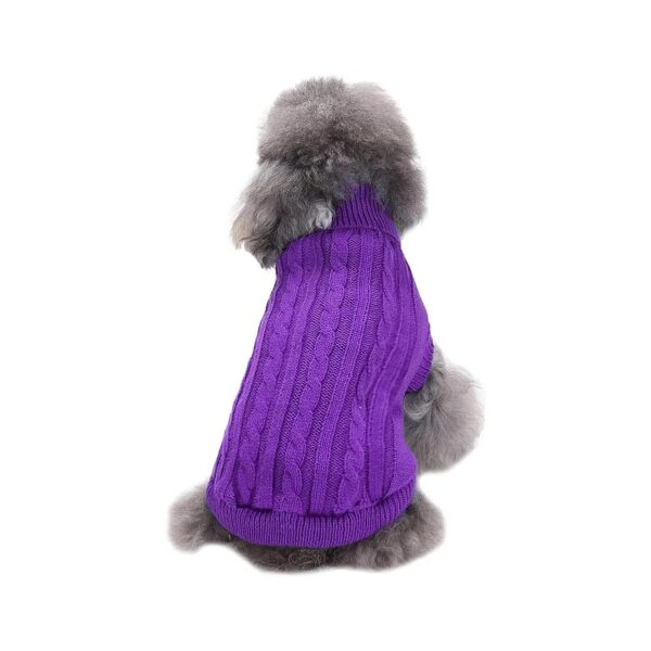 Purple Small Dog Knitted Sweater for Puppies and Kittens with Solid Color Design