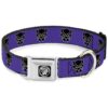 Purple White Black Dog Collar with Authentic Seatbelt Buckle Black Panther Design