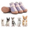 Purple and Pink Waterproof Dog Shoes for Small Breed Dogs