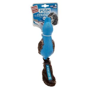 Push to Mute Rubber Squeaky Toy with Soft Plush for Dogs