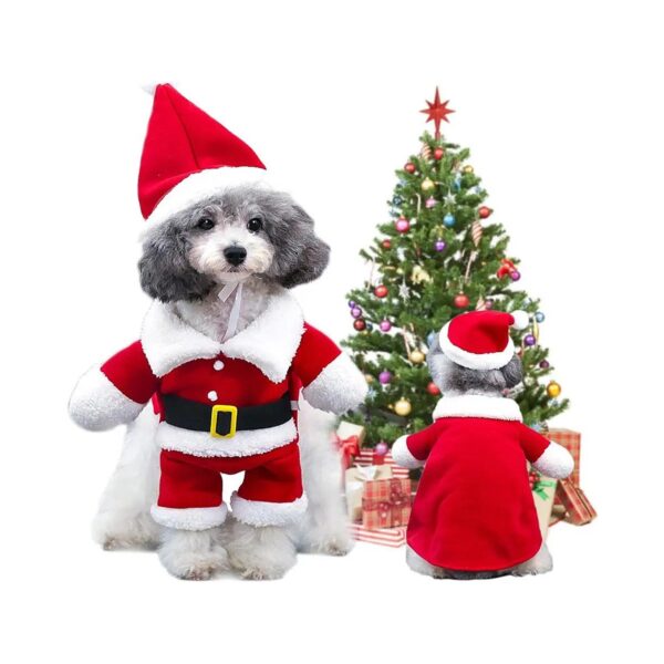 QETRABONE Santa Dog Costume with Hat and Scarf for Small Cats and Dog Apparel