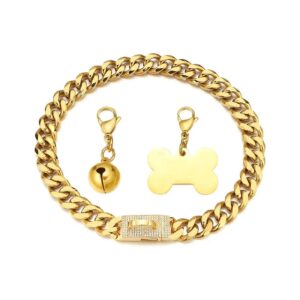 Quality 18K Gold Cuban Link Chain Collar for Medium and Large Dogs