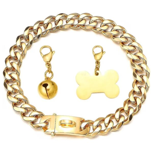 Quality 18k Gold Plated Stainless Steel Dog Chain Collar for Walking and Training