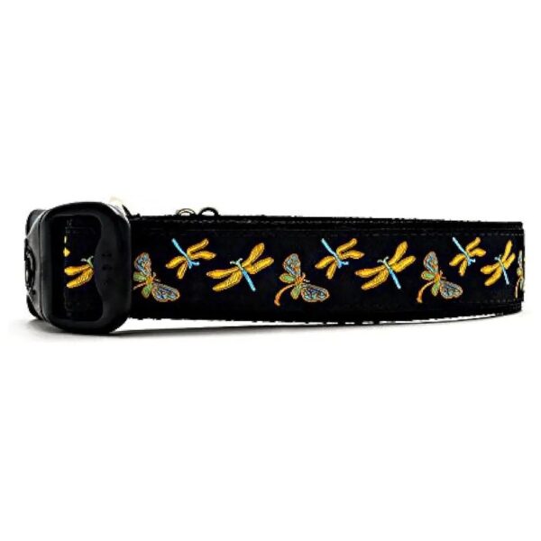 Quality Adjustable 1 Dog Collars for Large Dogs with Vibrant Dragonflies