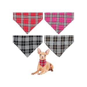 Quality Cotton Plaid Dog Bandanas for Cats and Small Dogs Washable and Durable