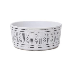 Quality Diamond Print Ceramic Dog Food and Water Dish for Medium Breeds, 4 Cup Capacity