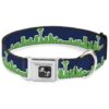 Quality Dog Collar Seattle Skyline Navy/Bright Green 1 Wide Fits 9-15 Neck Size Small