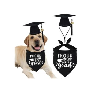 Quality Dog Graduation Bandana and Cap with Black Tassel for Pet Graduation