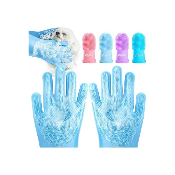 Quality Dog Grooming Kit with Toothbrush and Silicone Bath Gloves for Large Breed Dogs