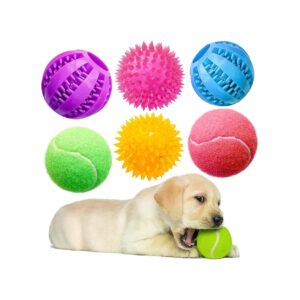 Quality Dog Toy Balls for Small Dogs and Medium Breeds - 6 Pack