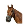 Quality Grazing Muzzle for Large Horses with Charcoal Leather Crown and Padded Crown