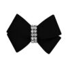 Quality Hair Bow with Swarovski Crystals and Velvety Touch, Small, Black