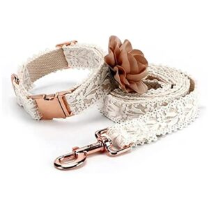 Quality Lace Dog Collar Set with Metal Clasp and Leash for Small to Large Dogs