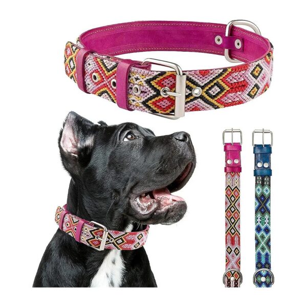 Quality Leather Dog Collar with Metal Buckle and Durable Construction for Large Dogs