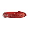 Quality Leather Dog Collar with Red Braided Pattern and Metal Studs