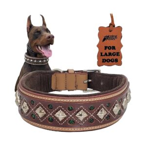 Quality Leather Dog Collars for Large Breeds with Soft Padded Interior