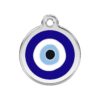 Quality Medium Size Stainless Steel Evil Eye Blue Gaze Dog ID Tag