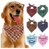 Quality Orange Snowflake Plaid Print Dog Bandana for Medium to Large Dogs