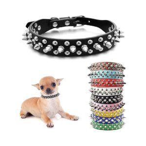 Quality PU Leather Spike Dog Collar for Girls Boys Terrier Female Male