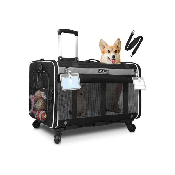 Quality Pet Carrier with Wheels and Durable Construction for Large Cats or Medium Dogs