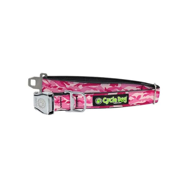 Quality Pink Camo Dog Collar with Metal Buckle and Bottle Opener for Dogs and Puppies