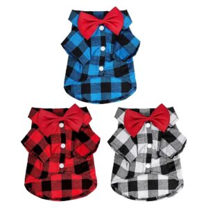 Quality Polyester and Cotton Plaid Shirts for Extra Large Dogs and Cats, 3 Pack Bundle